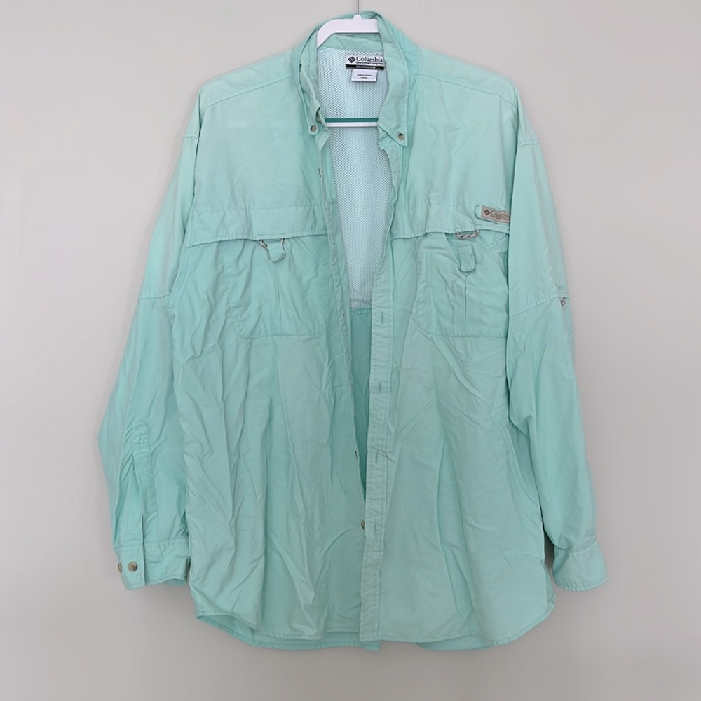 Columbia Men’s XL PFG long sleeve UPF 30+ Sun Protection Mint Green